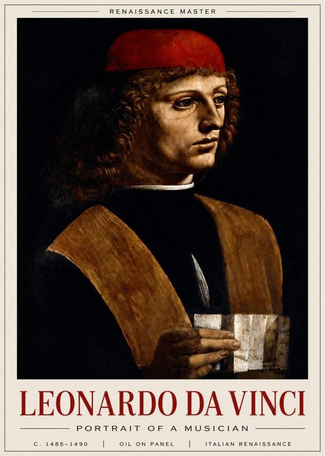 Leonardo da Vinci Portrait of a Musician No6 - Póster