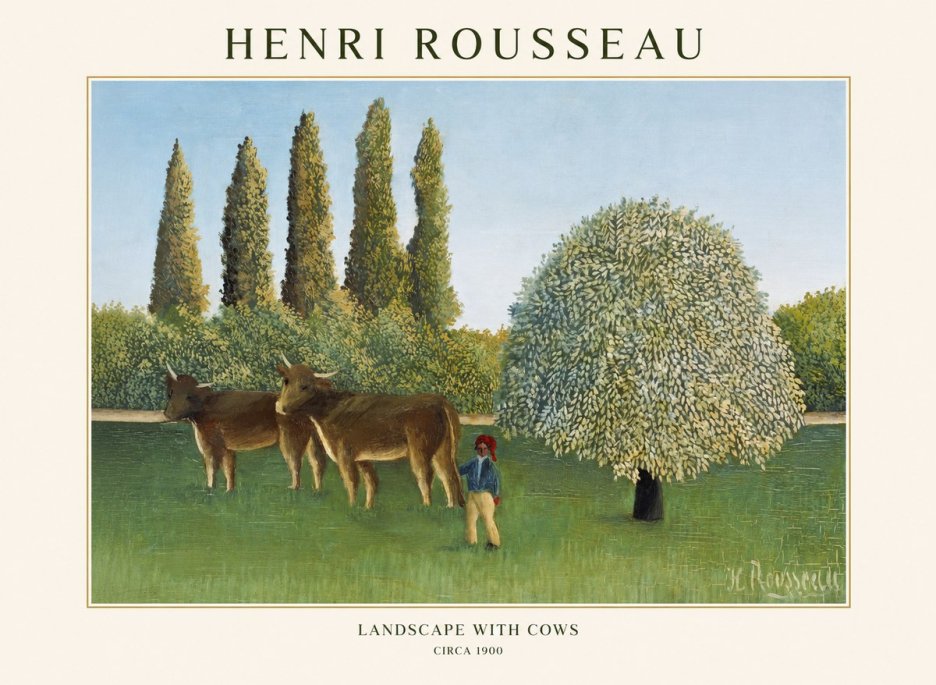 Rousseau Landscape with Cows No1 - Póster