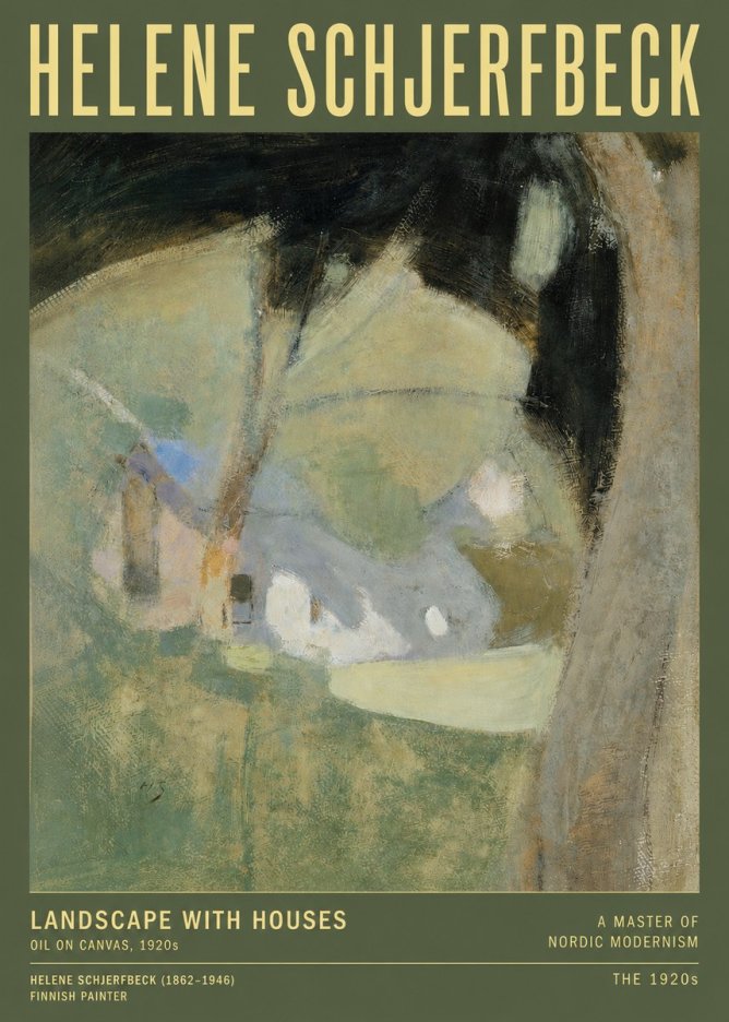 Helene Schjerfbeck Landscape with Houses No3 - Póster