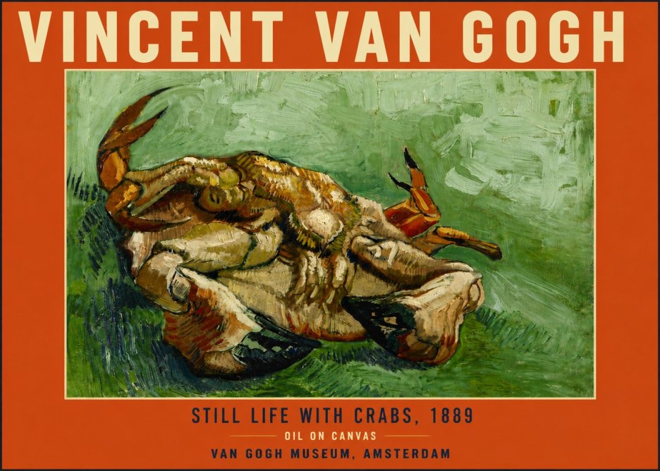 Van Gogh Still Life with Crabs No6 - Póster