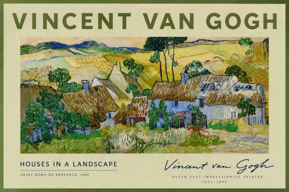 Van Gogh Houses in a Landscape No2 - Póster