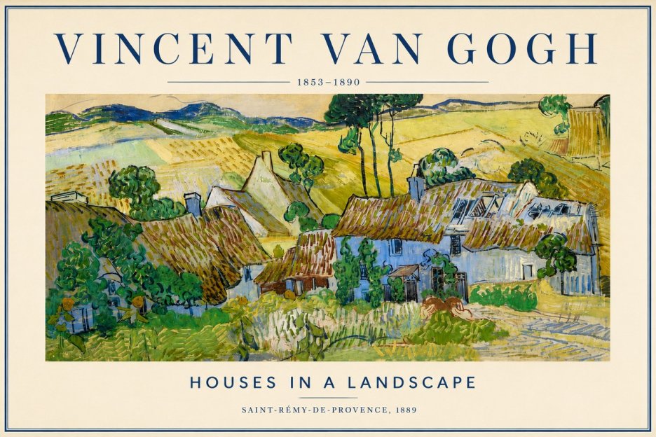 Van Gogh Houses in a Landscape No4 - Póster