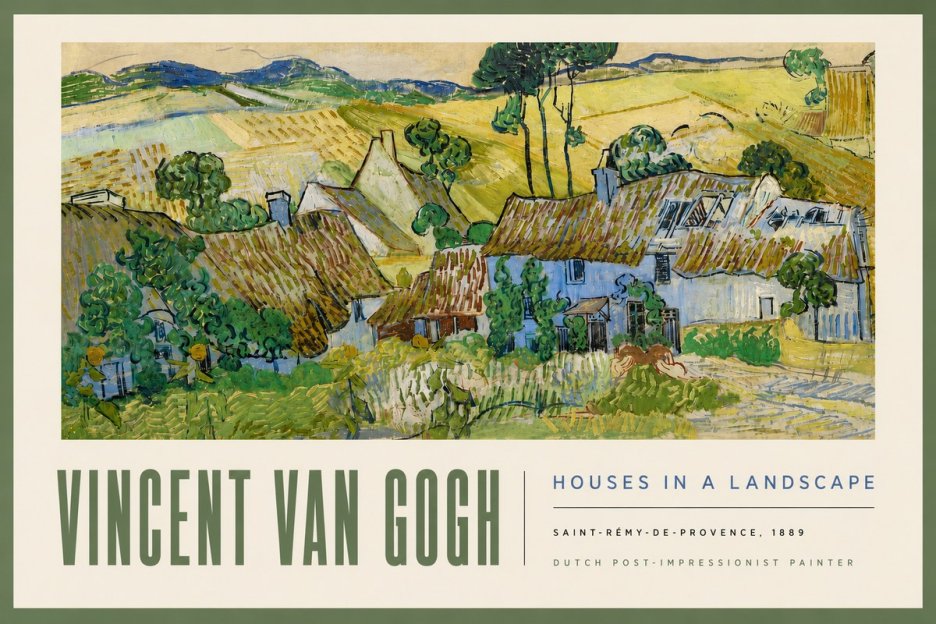 Van Gogh Houses in a Landscape No5 - Póster