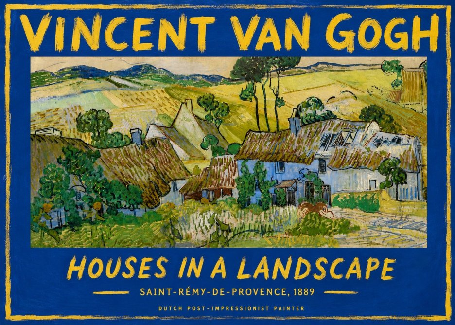 Van Gogh Houses in a Landscape No6 - Póster