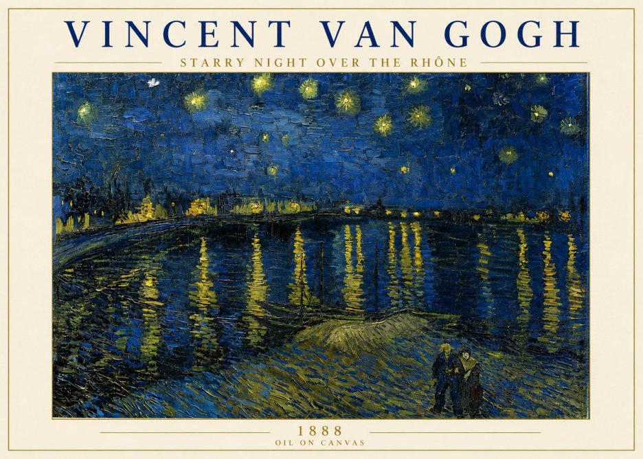 Van Gogh Starry Night over the Rhône No6 - Póster
