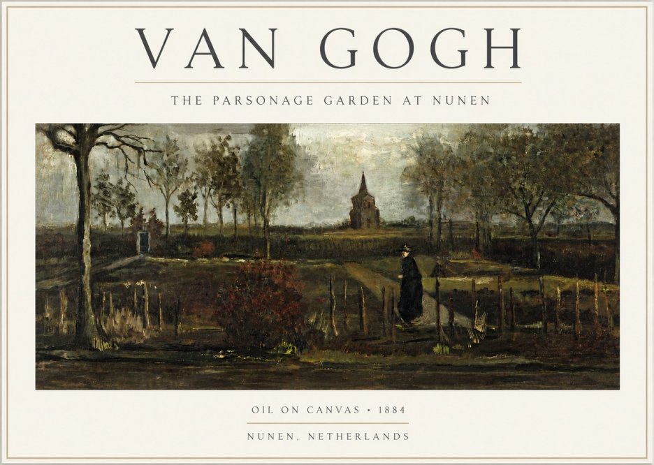 Van Gogh The Parsonage Garden at Nunen No3 - Póster