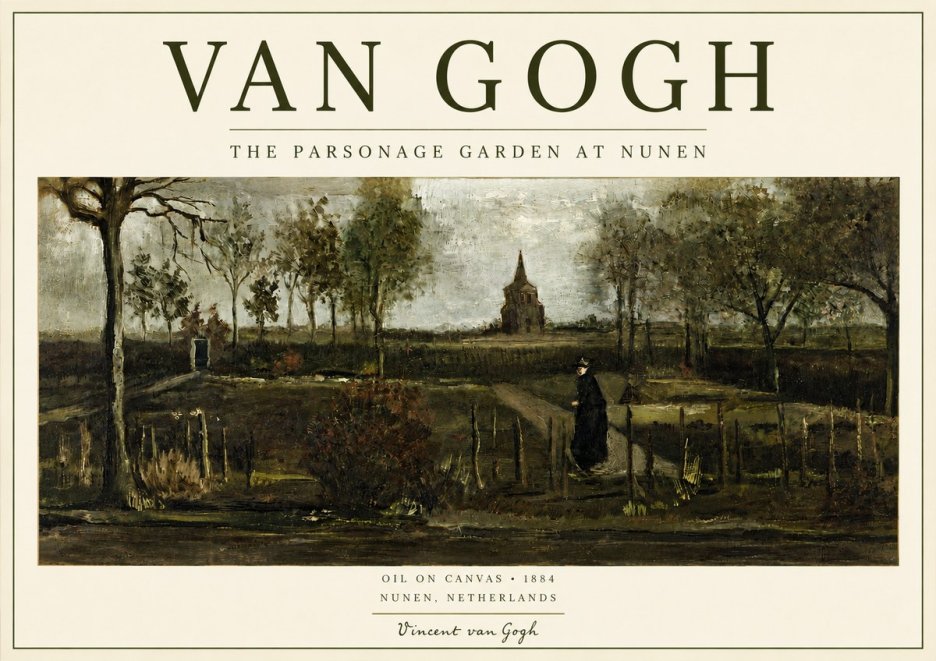 Van Gogh The Parsonage Garden at Nunen No4 - Póster