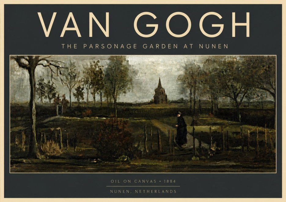 Van Gogh The Parsonage Garden at Nunen No5 - Póster