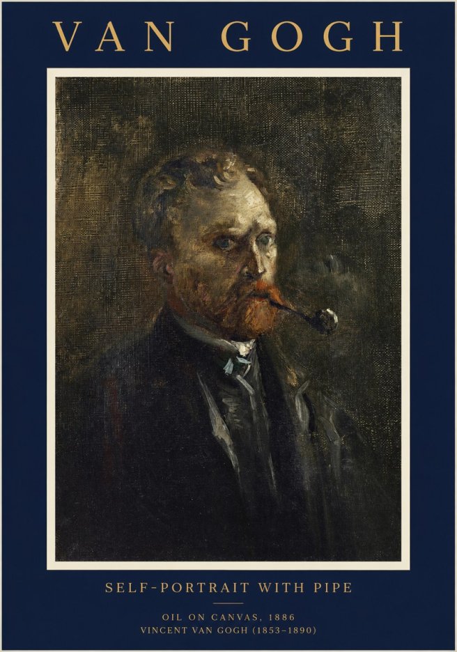 Van Gogh Self-portrait with Pipe No1 - Póster