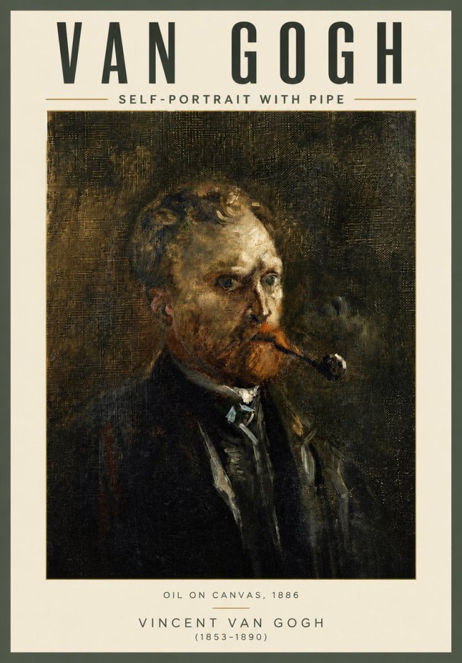 Van Gogh Self-portrait with Pipe No4 - Póster
