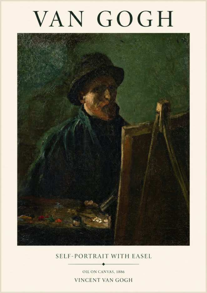 Van Gogh Self-portrait with Easel II No1 - Póster