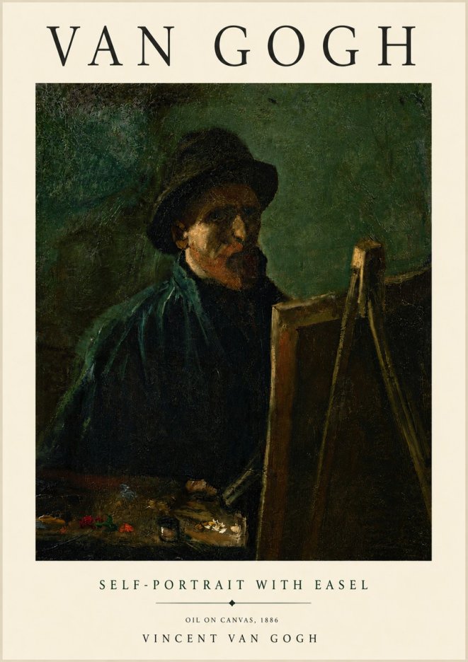 Van Gogh Self-portrait with Easel II No3 - Póster