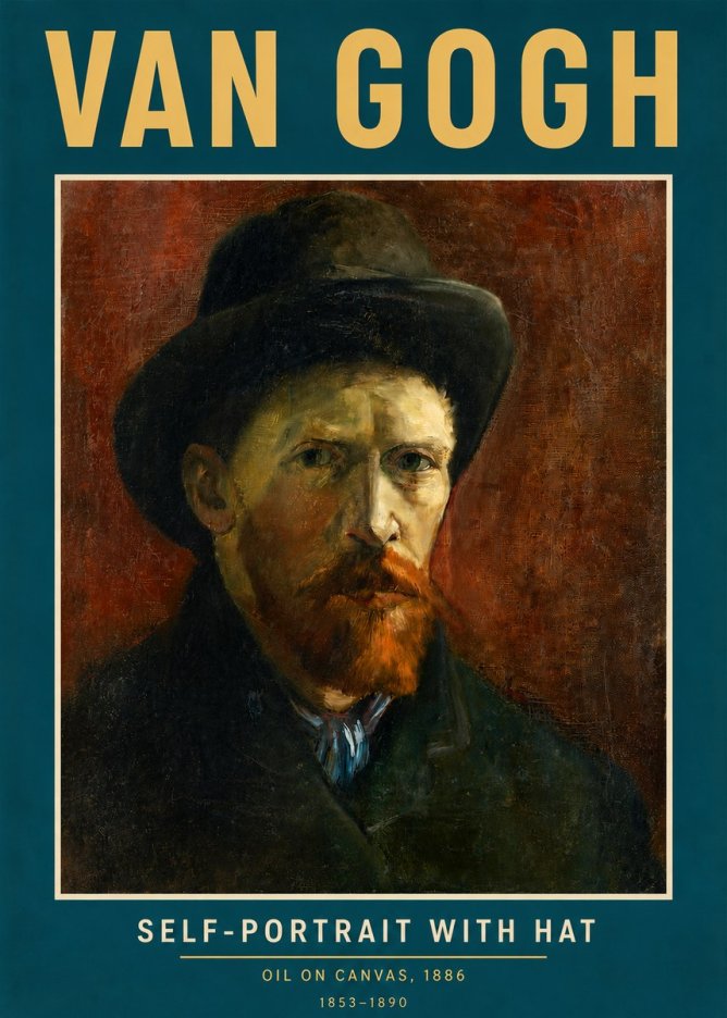 Van Gogh Self-portrait with Hat No3 - Póster