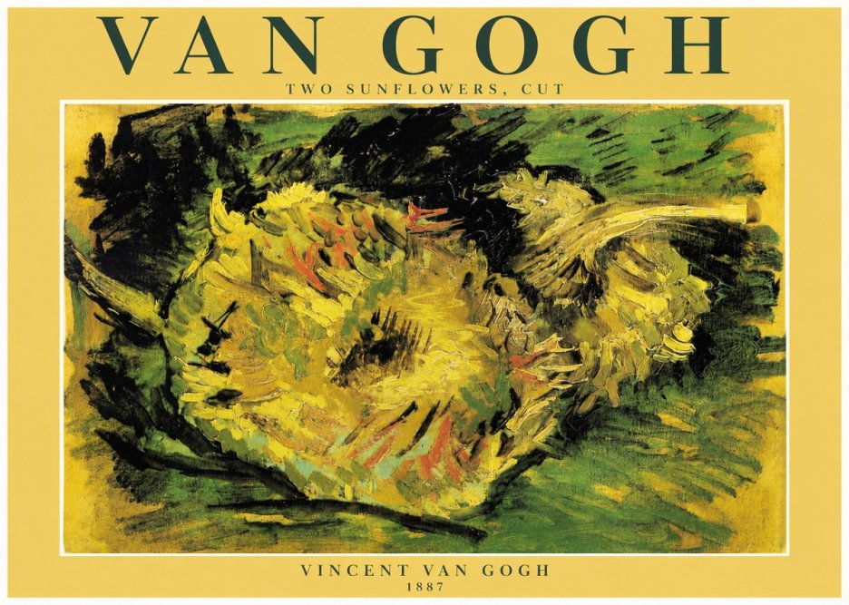 Van Gogh Two Sunflowers, Cut No3 - Póster