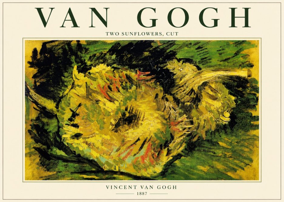 Van Gogh Two Sunflowers, Cut No5 - Póster