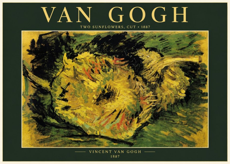 Van Gogh Two Sunflowers, Cut No6 - Póster