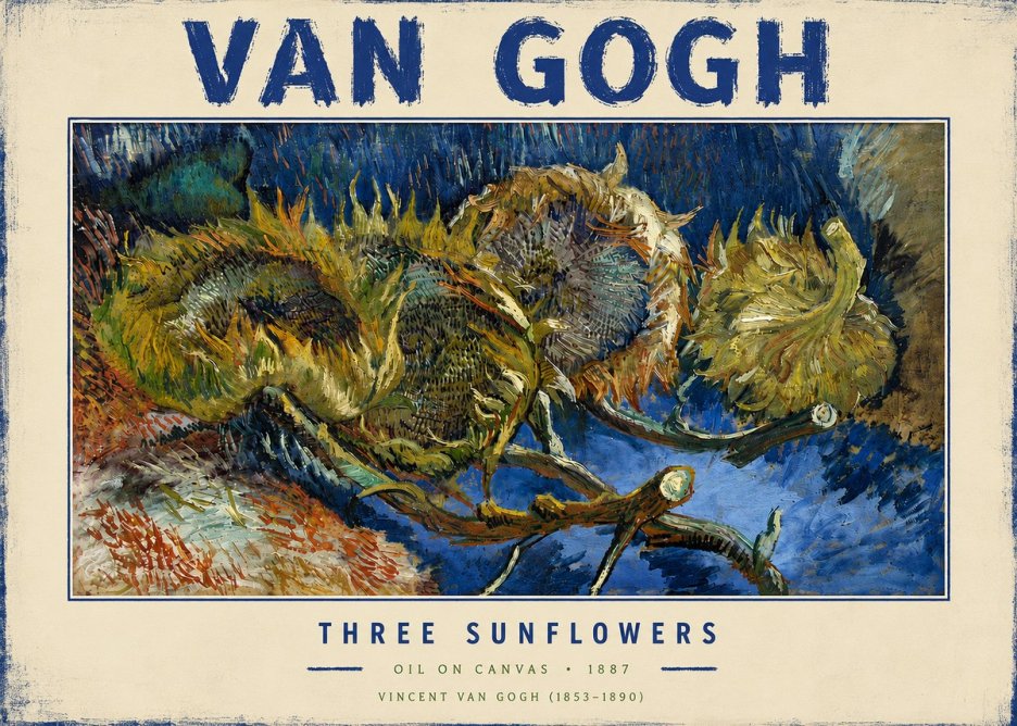 Van Gogh Three Sunflowers No4 - Póster
