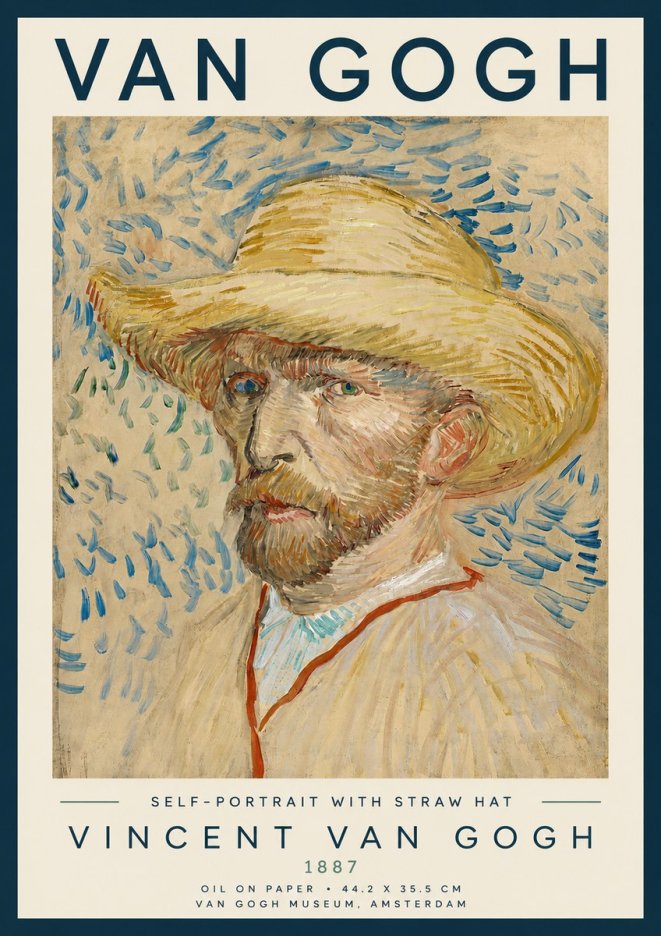 Van Gogh Self-portrait with Straw Hat II No3 - Póster