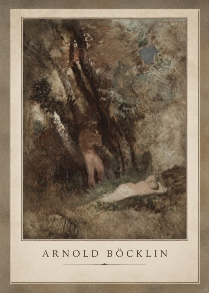 Arnold Böcklin Pan Frightening a Nymph No2 - Póster