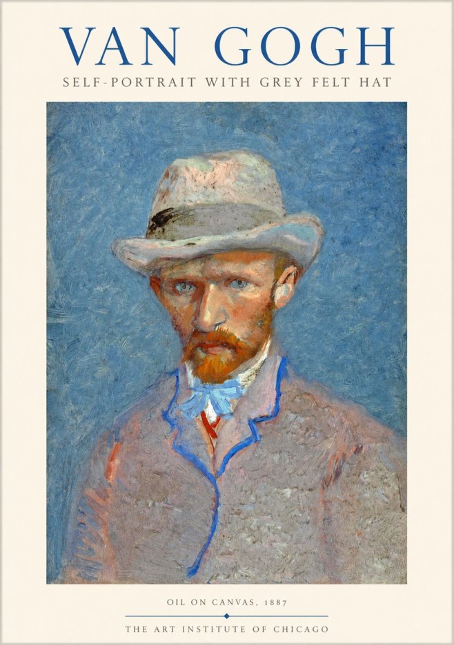 Van Gogh Self-portrait with Grey Felt Hat II No1 - Póster