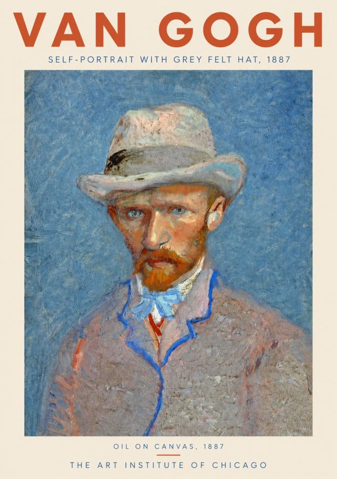 Van Gogh Self-portrait with Grey Felt Hat II No3 - Póster