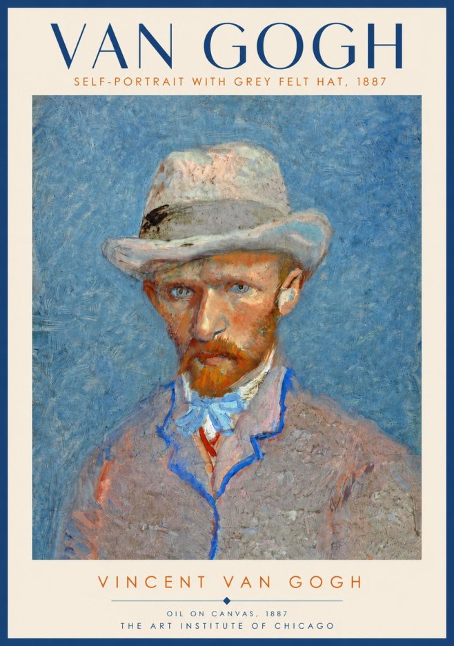 Van Gogh Self-portrait with Grey Felt Hat II No4 - Póster