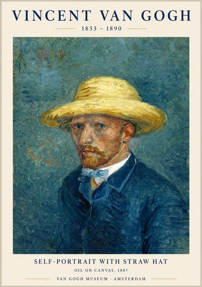 Van Gogh Self-portrait with Straw Hat III No1 - Póster