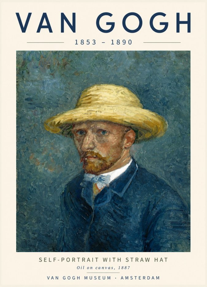 Van Gogh Self-portrait with Straw Hat III No4 - Póster