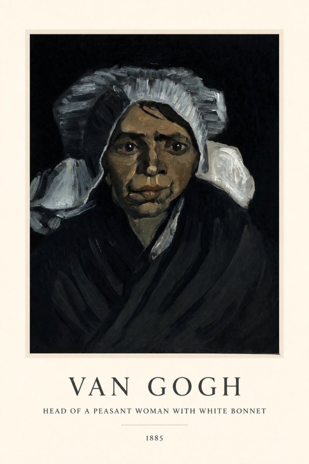 Van Gogh Head of a Peasant Woman with White Bonnet No1 - Póster