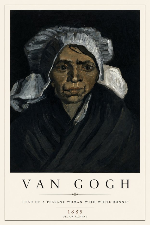 Van Gogh Head of a Peasant Woman with White Bonnet No4 - Póster