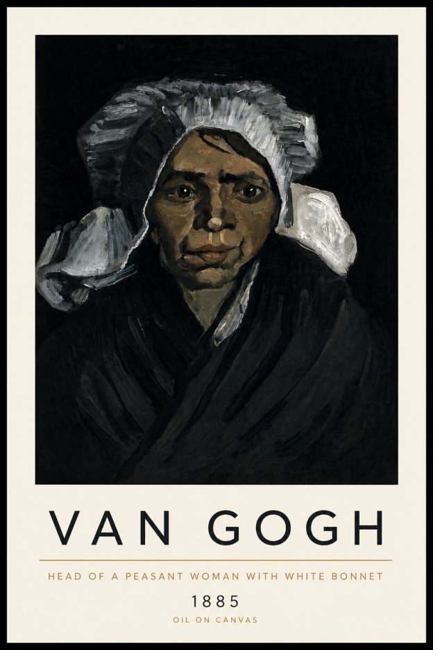 Van Gogh Head of a Peasant Woman with White Bonnet No6 - Póster