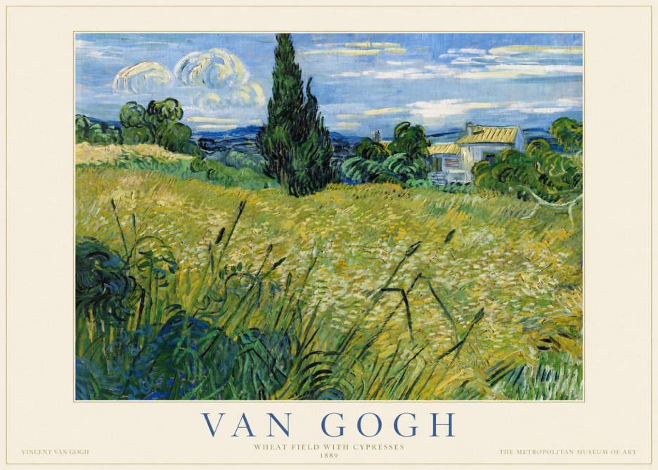 Van Gogh Wheat Field with Cypresses No1 - Póster