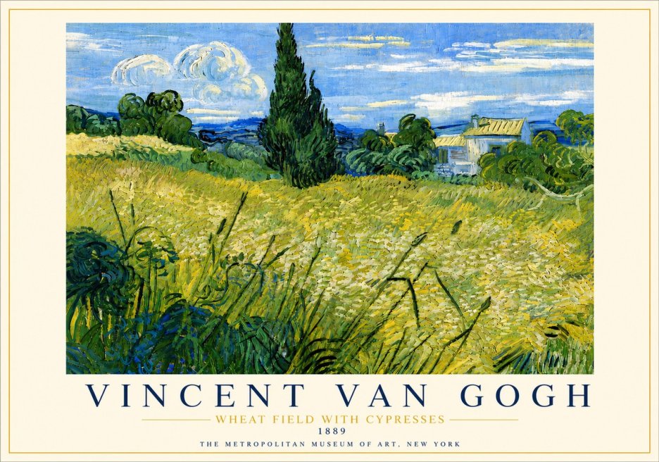Van Gogh Wheat Field with Cypresses No5 - Póster