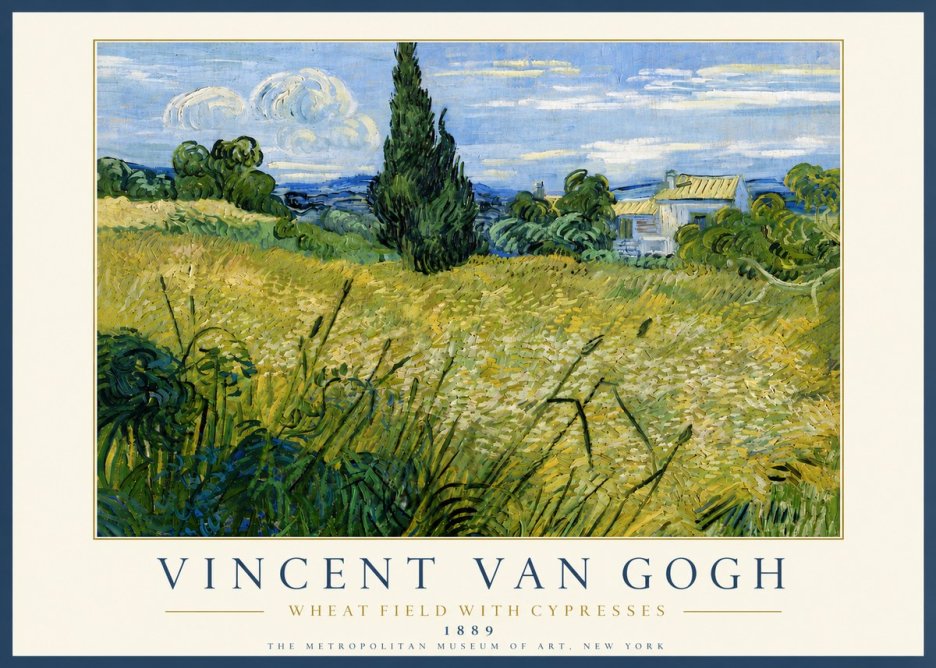 Van Gogh Wheat Field with Cypresses No6 - Póster