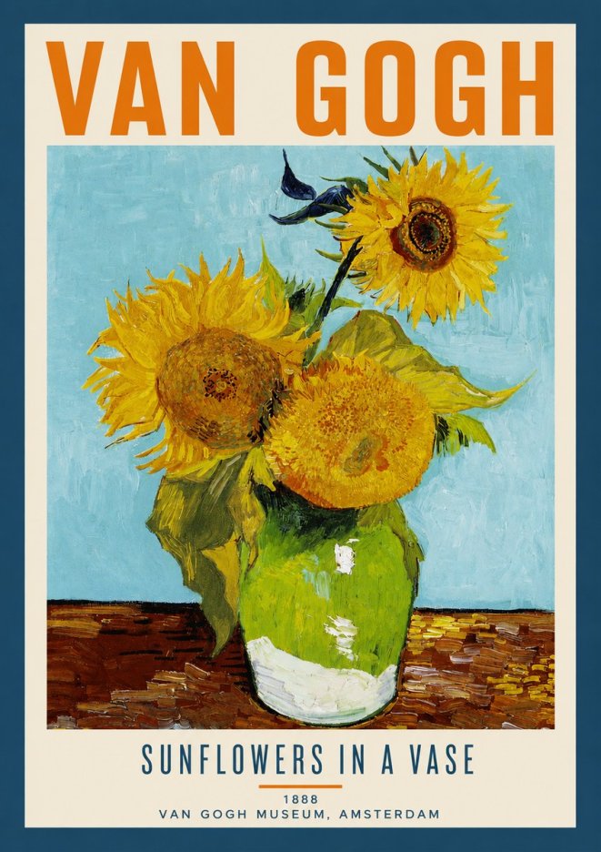 Van Gogh Sunflowers in a Vase No3 - Póster