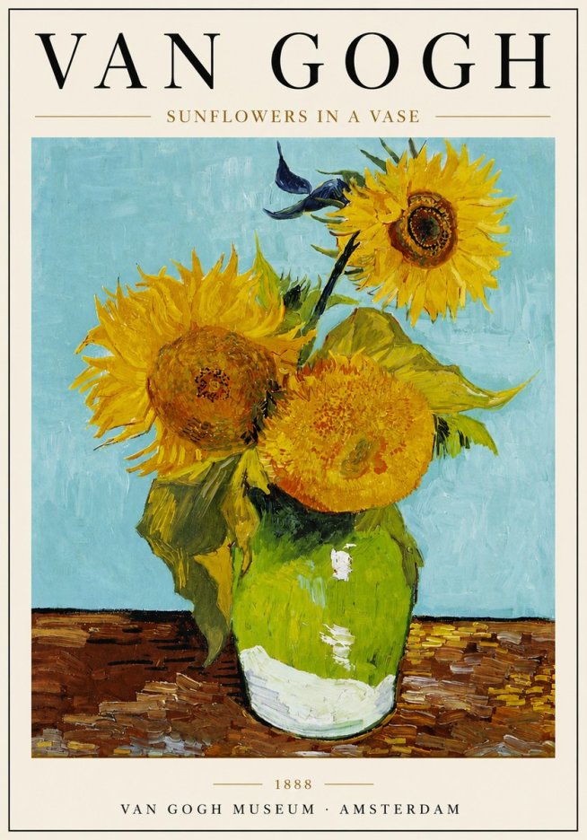 Van Gogh Sunflowers in a Vase No5 - Póster