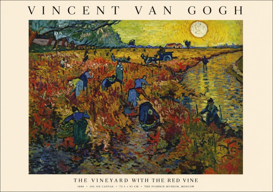 Van Gogh The Vineyard with the Red Vine No1 - Póster