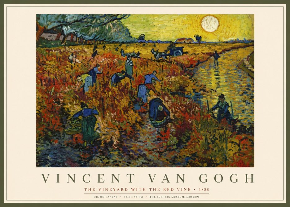 Van Gogh The Vineyard with the Red Vine No2 - Póster