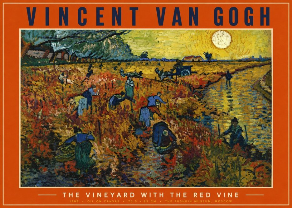Van Gogh The Vineyard with the Red Vine No5 - Póster