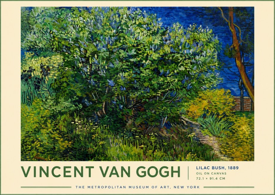 Van Gogh Lilac Bush No6 - Póster