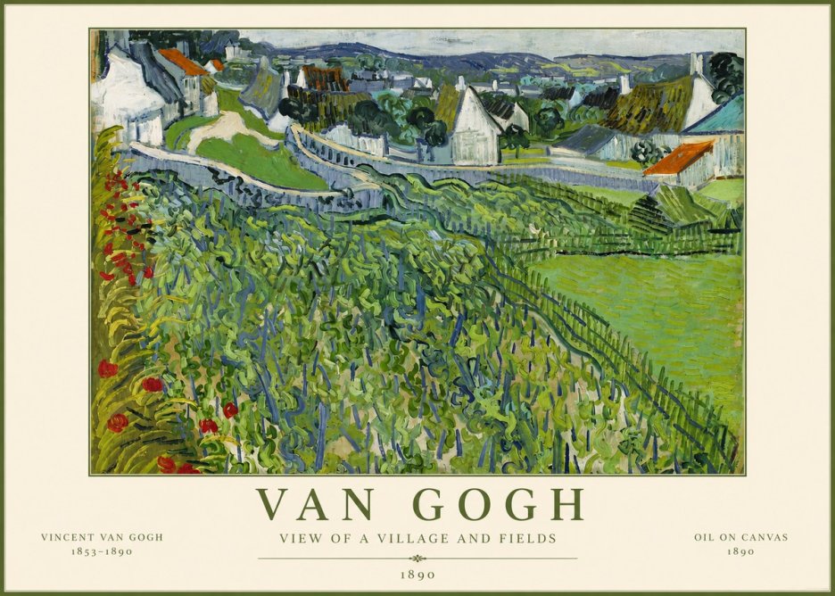 Van Gogh View of a Village and Fields No5 - Póster