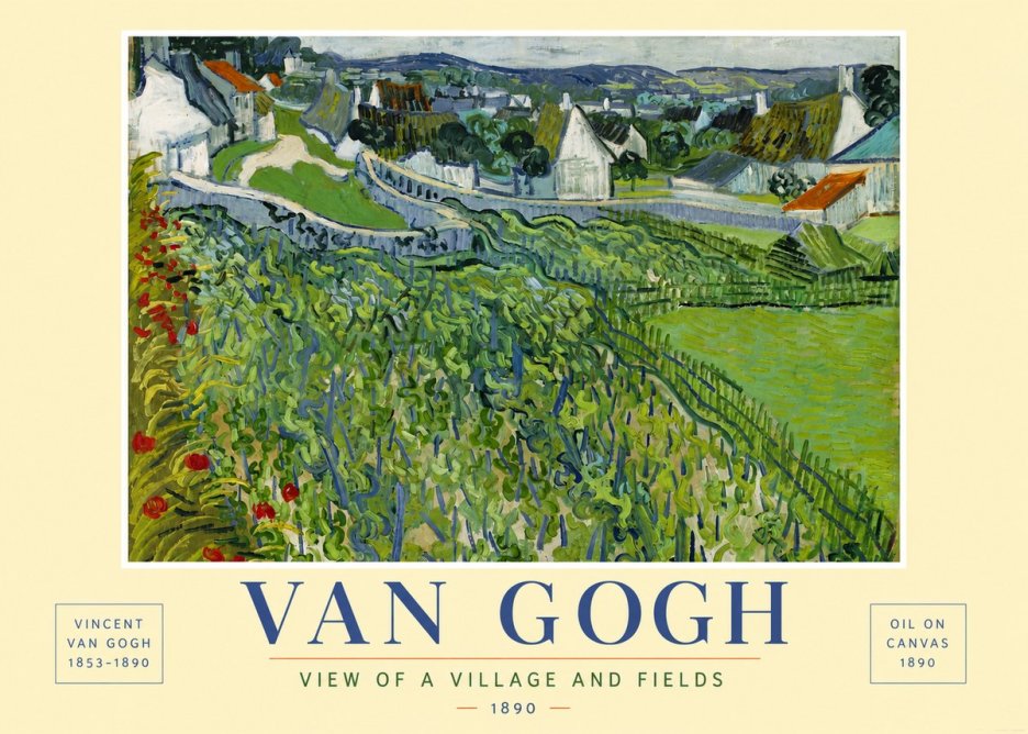 Van Gogh View of a Village and Fields No6 - Póster