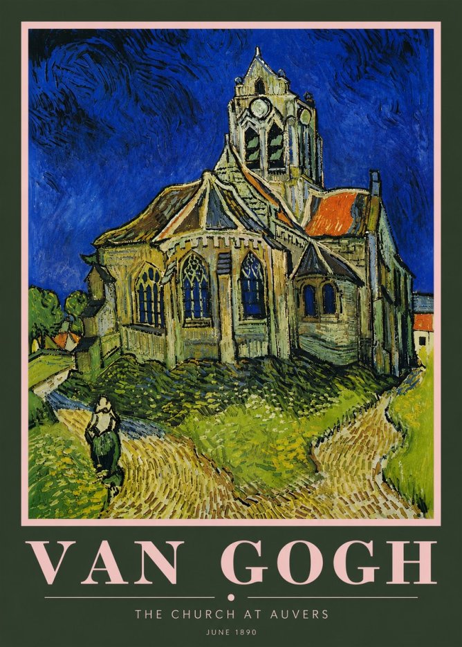 Van Gogh The Church at Auvers II No5 - Póster