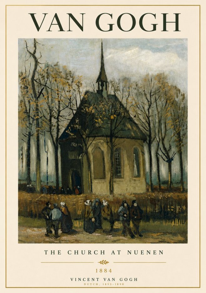 Van Gogh The Church at Nuenen No6 - Póster