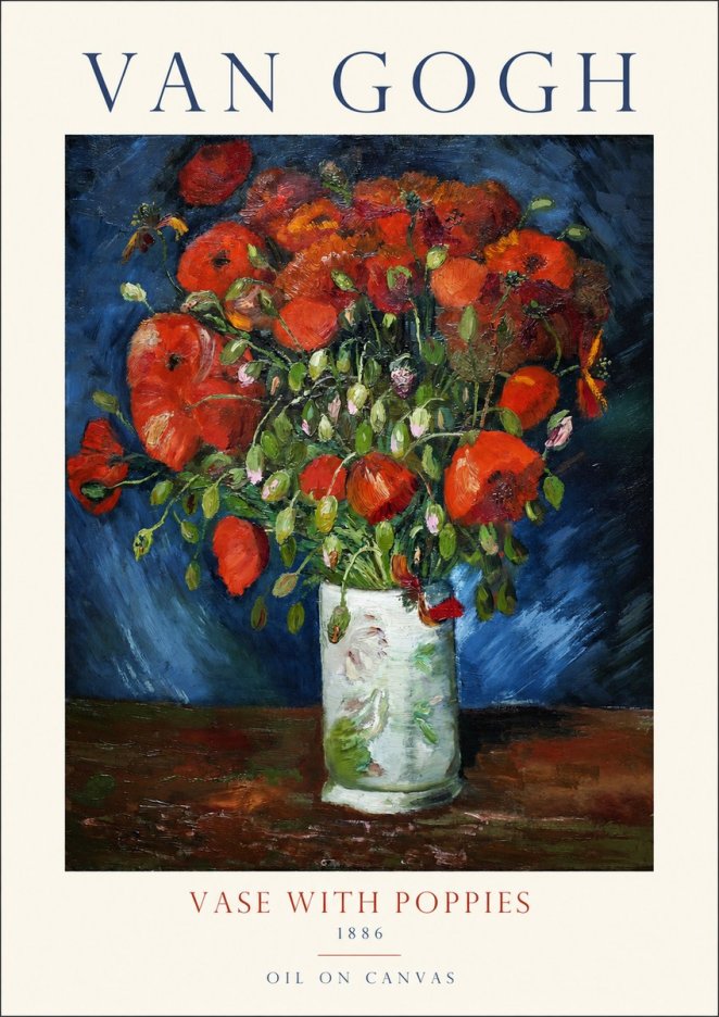 Van Gogh Vase with Poppies No1 - Póster