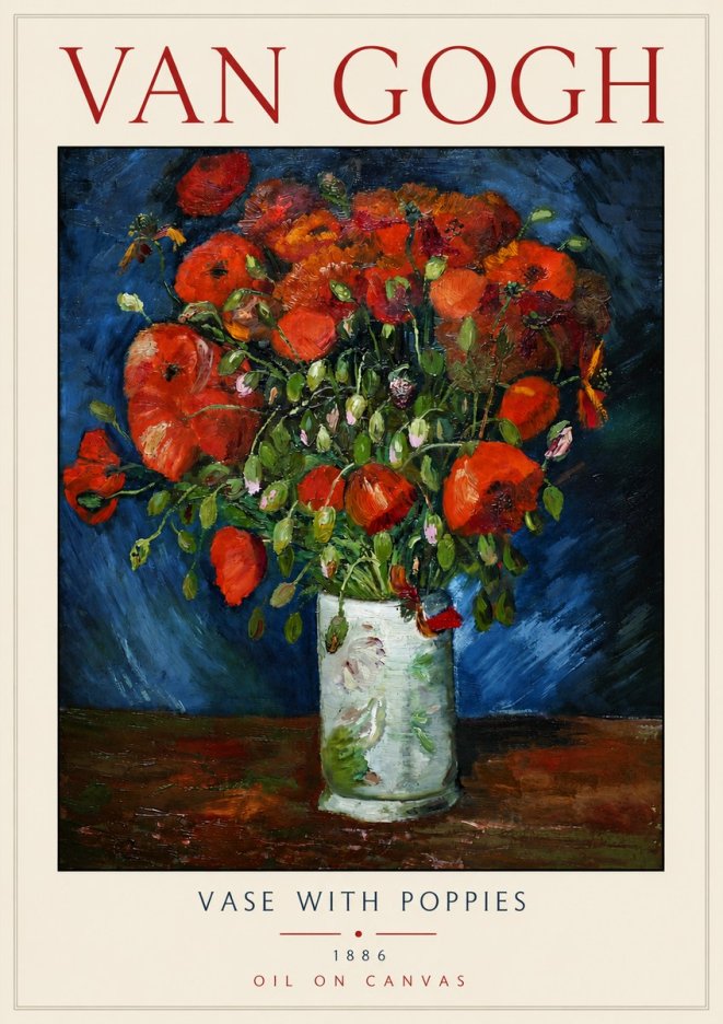 Van Gogh Vase with Poppies No4 - Póster