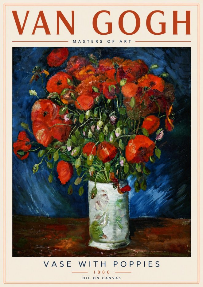 Van Gogh Vase with Poppies No6 - Póster