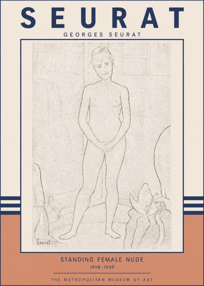 Seurat Standing Female Nude No3 - Póster