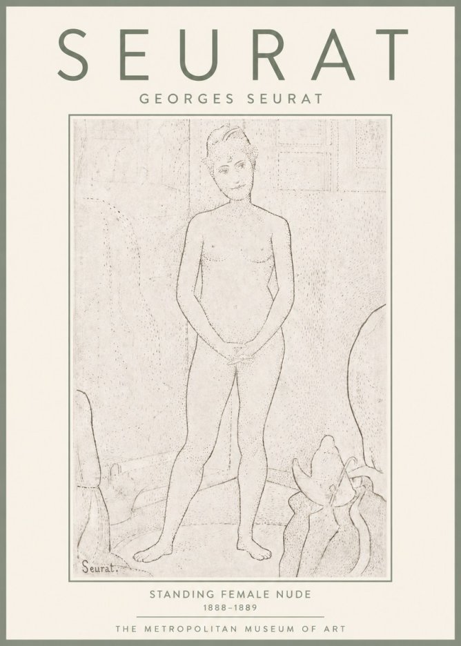 Seurat Standing Female Nude No4 - Póster