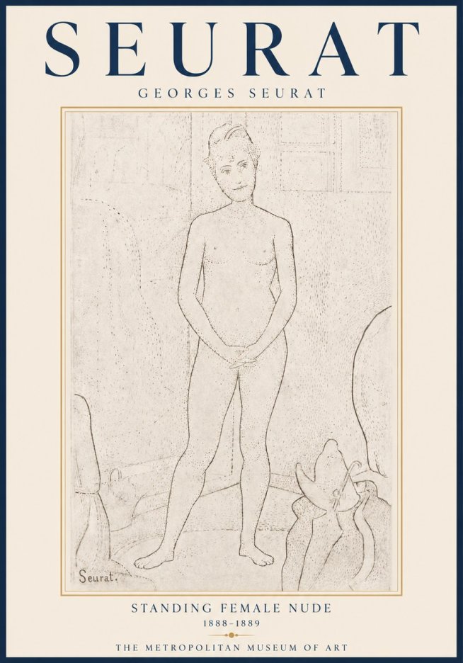 Seurat Standing Female Nude No6 - Póster